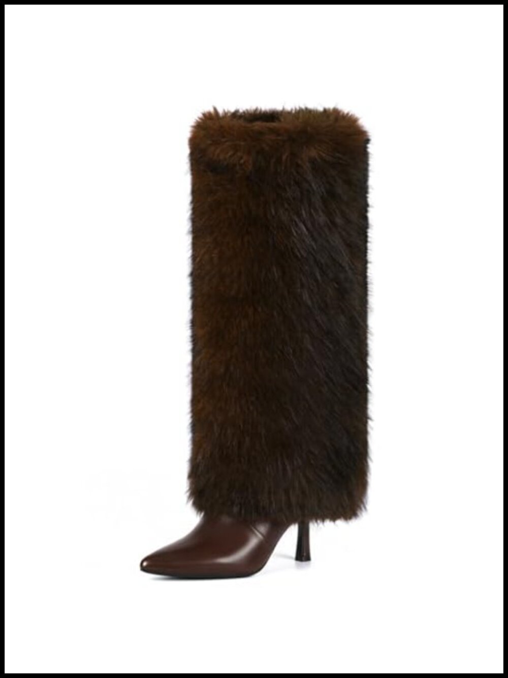 Faux Fur Knee High Kitten Heel Boots Women's Zip Furry Fluffy Winter